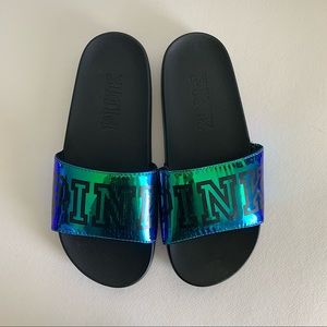 Victoria’s Secret PINK slides iridescent/metallic
